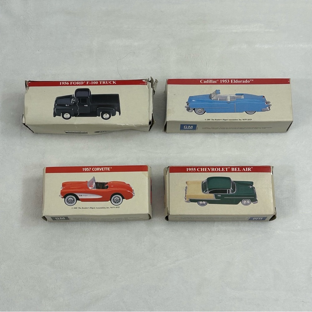 Set of 4 Vintage Reader's Digest Association Retro 1950s GM Cars & Ford Truck.